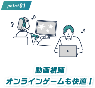 動画視聴オンラインゲームも快適！