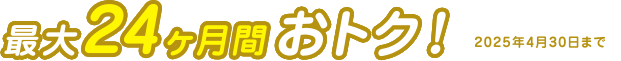 最大24ヶ月間おトク！