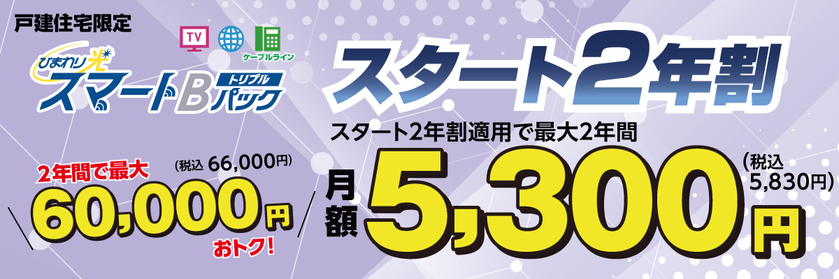 戸建住宅限定　ひまわり光スマートBトリプルパック　スタート2年割