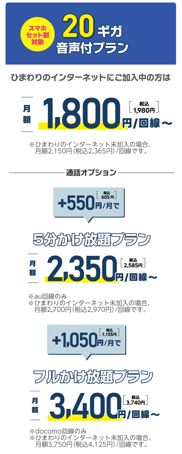 20ギガ音声付プラン
