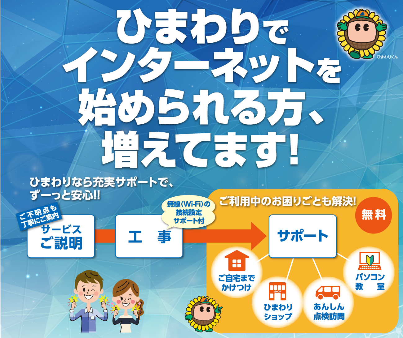 ひまわりネットワークならインターネットを安心して始められます!
