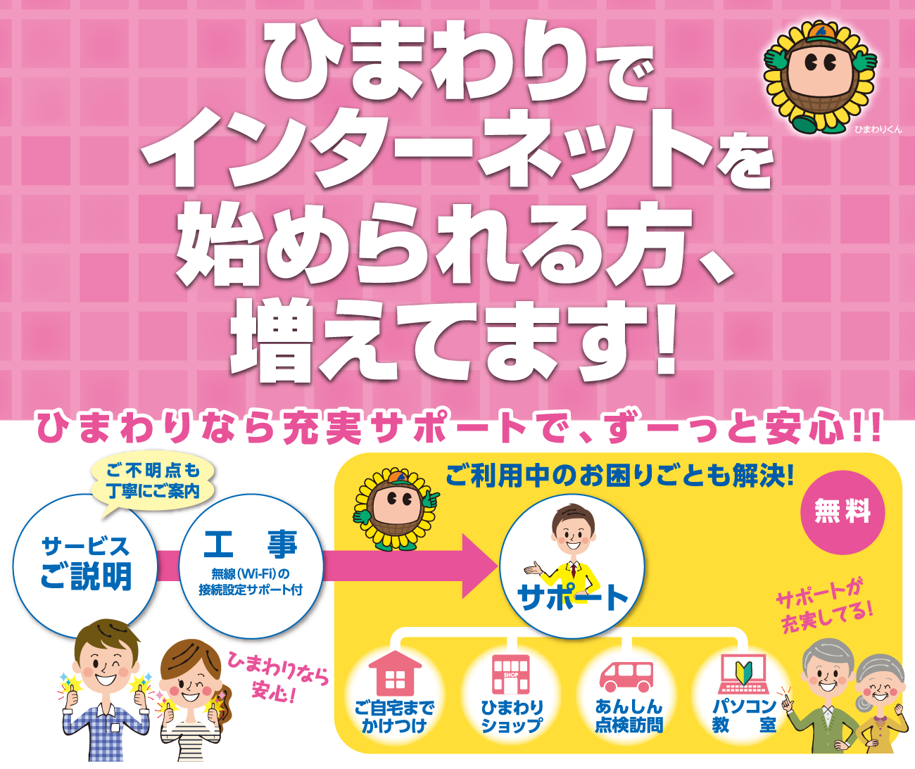 ひまわりネットワークならインターネットを安心して始められます!