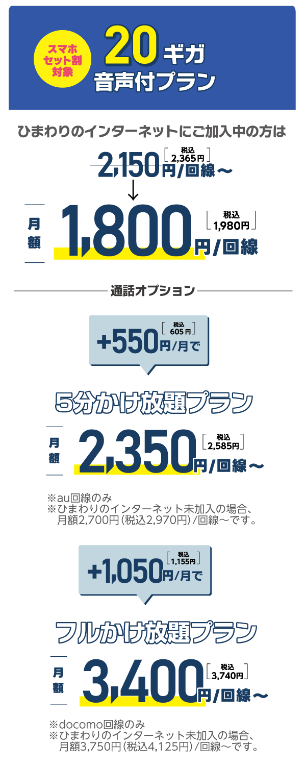 20ギガ音声付プラン