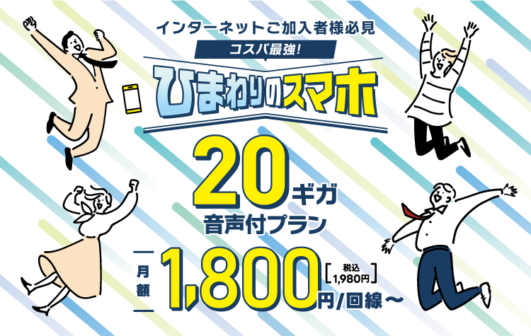 ひまわりのスマホ 20ギガ 1800円～