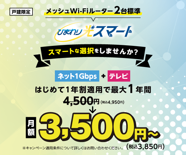 はじめて1年割適用で最大1年間月額3500円