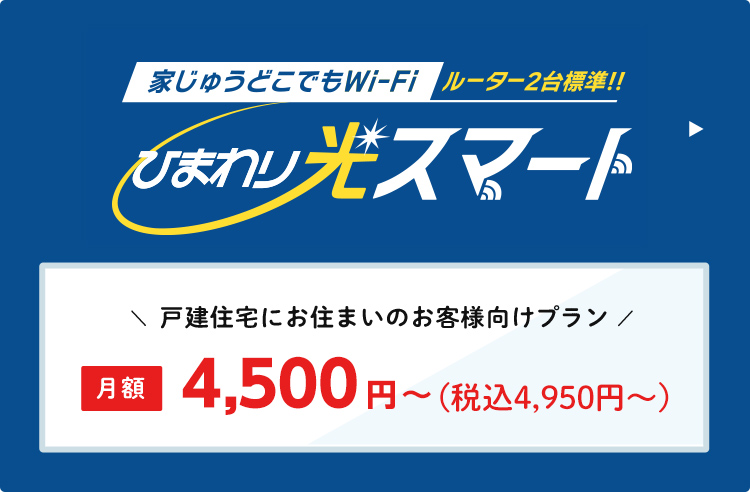 ひまわり光パック　月額4,180円～（税込4,598円～）