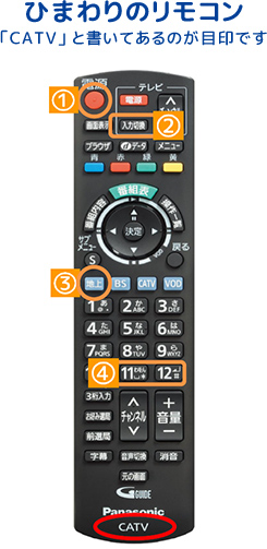 ひまわりのリモコン 「CATV」と書いてあるのが目印です